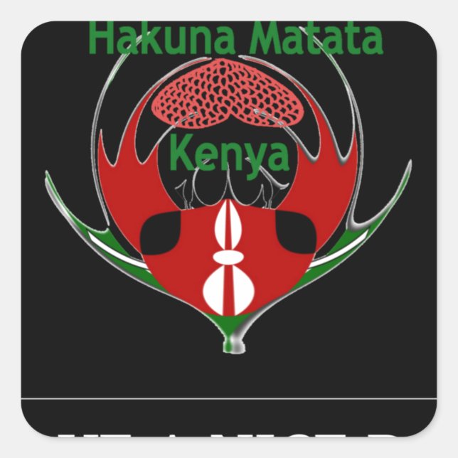 Sticker Carré Design du Bouclier kenyan : Drapeau de papillon. (Devant)
