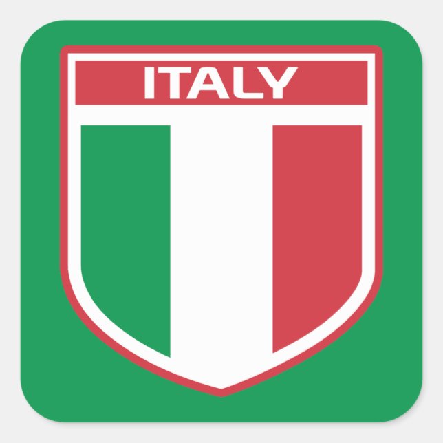 Sticker Carré Design du drapeau/de l'insigne en Italie (Devant)