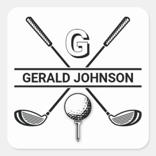 Sticker Carré Design élégant de monogramme de golf