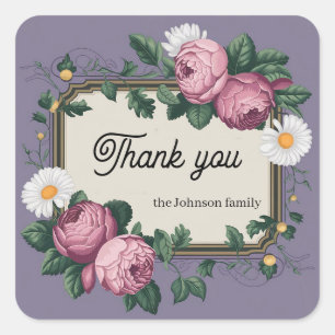 Sticker Carré Design floral couleur pastel