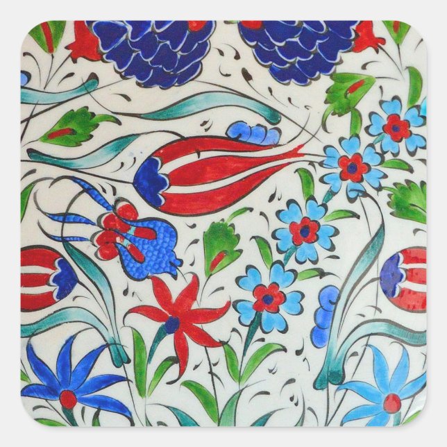 Sticker Carré Design floral turc (Devant)