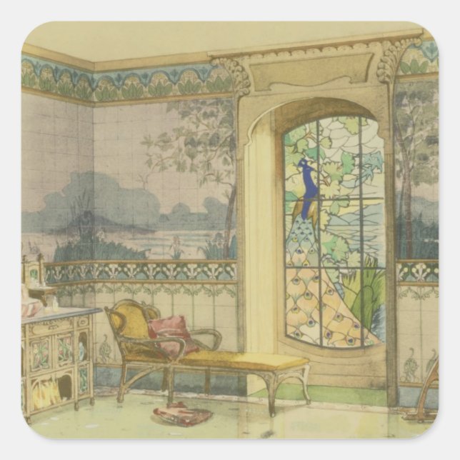 Sticker Carré Design for a Bathroom, from 'Interieurs Modernes' (Devant)