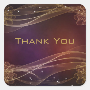 Sticker Carré Design Maroon élégant avec Merci Gold Accents