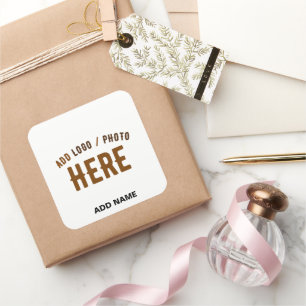 STICKER CARRÉ DESIGN MODERNE PERSONNALISABLE BLANC DE MARQUE