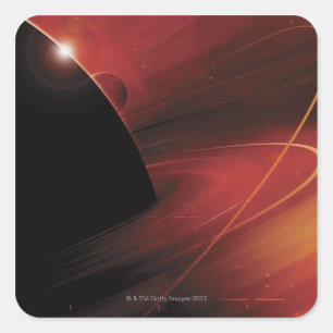 Sticker Carré Design numérique Red Planet