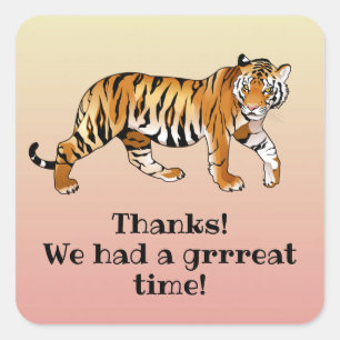 Sticker Carré Design Tiger