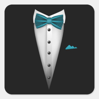 Sticker Carré Design Tuxedo avec Bowtie Pour Mariages et