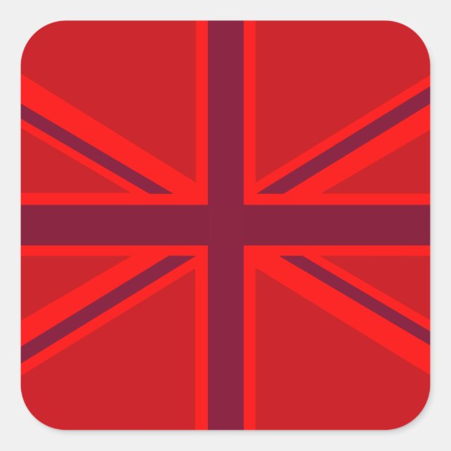 Sticker Carré Design Union Jack à accent rouge (Devant)