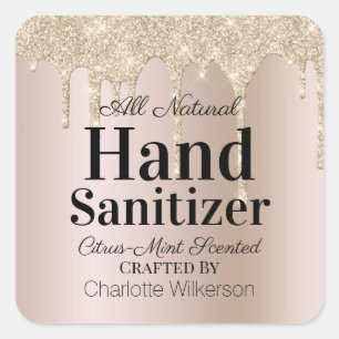 Sticker Carré Désinfectant pour les mains fait maison personnali