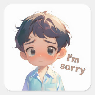 Sticker Carré Désolé Cry Anime Boy