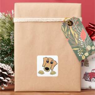 Sticker Carré dessin animé de dachshund fawn et tan peeking