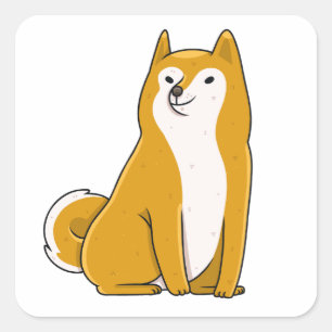 Sticker Carré dessin animé de shiba inu