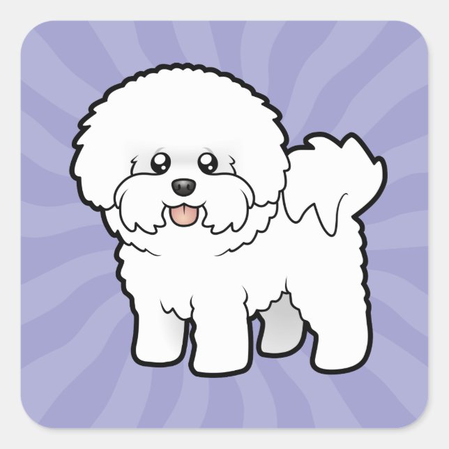 Sticker Carré Dessin Bichon Frise (Devant)