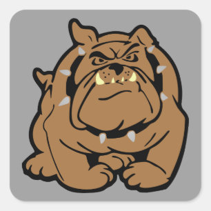 Sticker Carré Dessin de Bulldog en anglais