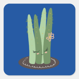 Sticker Carré Dessin de Cactus Doodon Funny Green