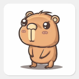 Sticker Carré Dessin de capybara adorable