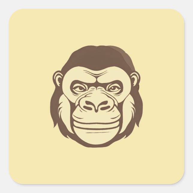 Sticker Carré Dessin de dessin de Gorilla (Devant)