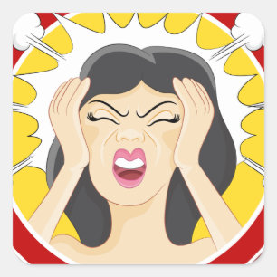 Sticker Carré Dessin de femme stressée