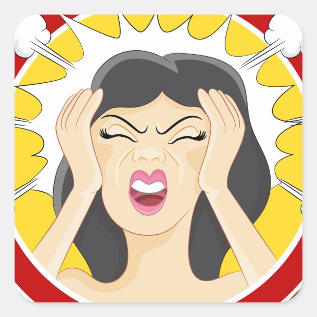 Sticker Carré Dessin de femme stressée (Devant)