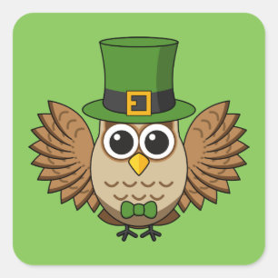Sticker Carré Dessin de la chouette de la Saint Patrick