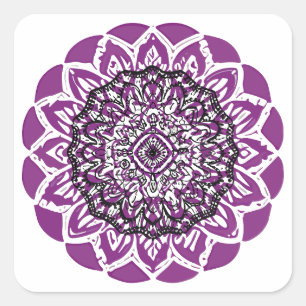 Sticker Carré dessin de mandala Zoom