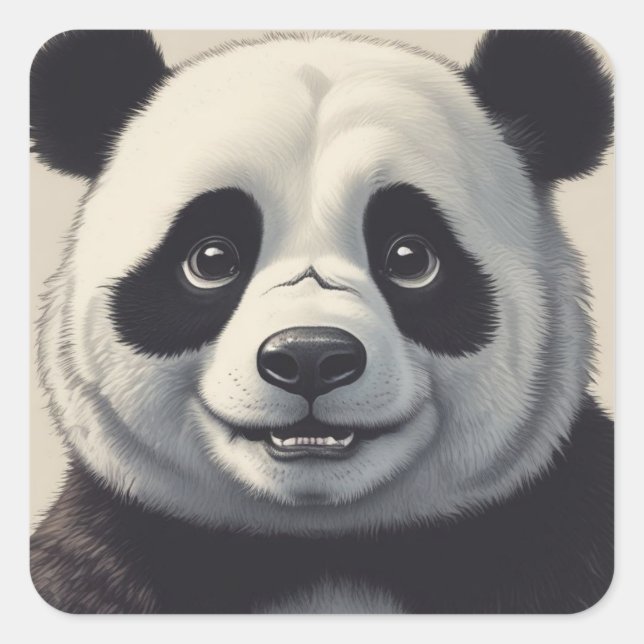 Sticker Carré Dessin de Panda (Devant)