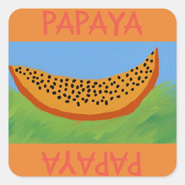 Sticker Carré dessin de papaye (Devant)