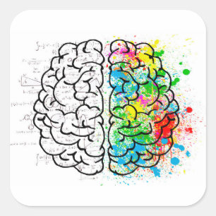 Sticker Carré Dessin d'idée de psychologie cérébrale