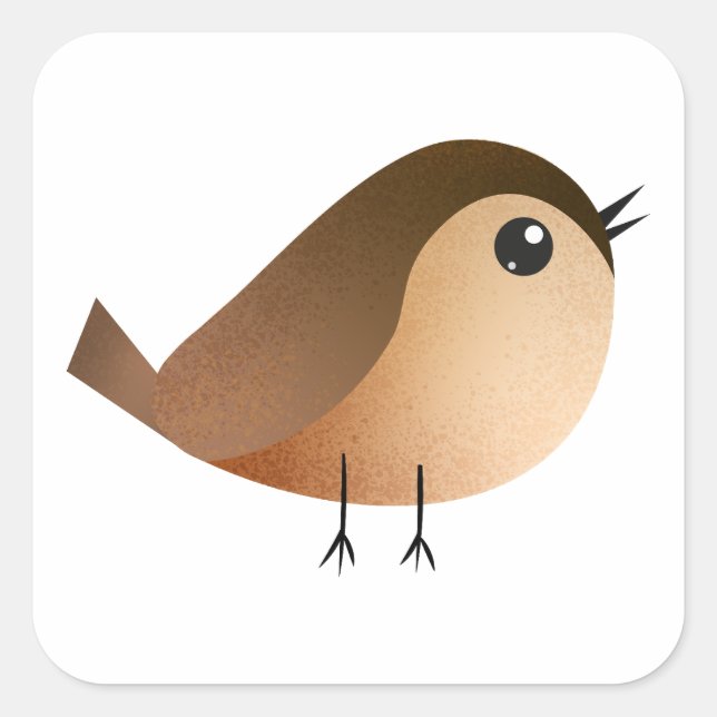 Sticker Carré Dessin d'Oiseau de Bruant (Devant)