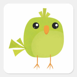 Sticker Carré Dessin d'oiseau vert