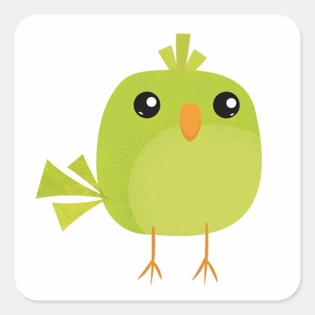 Sticker Carré Dessin d'oiseau vert (Devant)