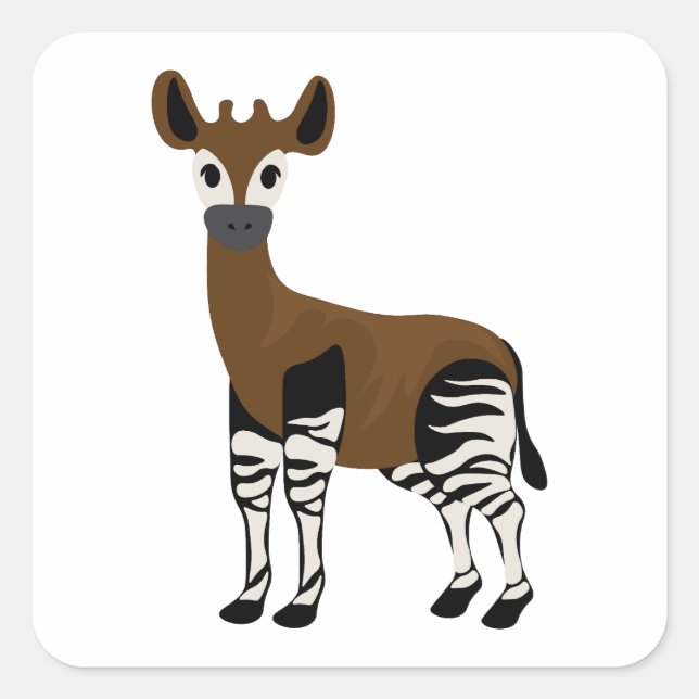 Sticker Carré Dessin d'Okapi, Animal Majestic Okapi, Amateurs d' (Devant)