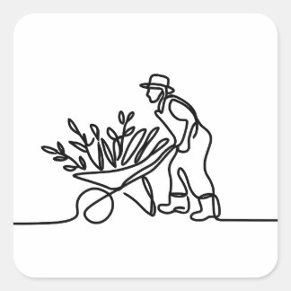 Sticker Carré dessin d'un agriculteur ou d'un jardinier