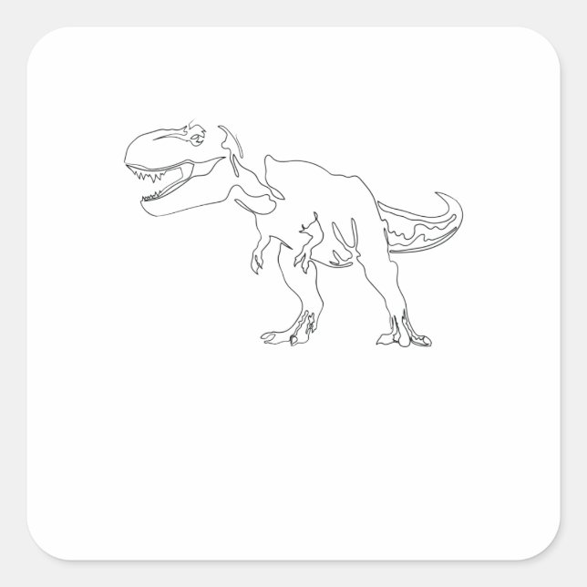 Sticker Carré Dessin d'une ligne Dot T Rex Art unique (Devant)