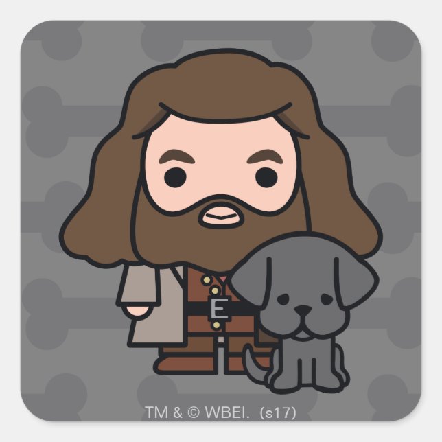 Sticker Carré Dessin Hagrid et Fang Character Art (Devant)