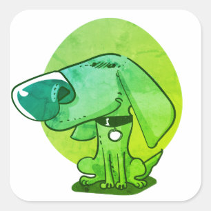 Sticker Carré dessin humoristique de chien gros nez