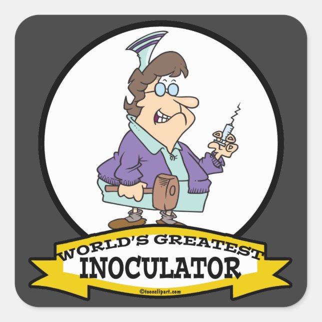 STICKER CARRÉ DESSIN INOCULATEUR LE PLUS GRAND AU MONDE (Devant)