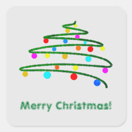 Sticker Carré Dessin personnalisé de l'arbre de Noël et des orne