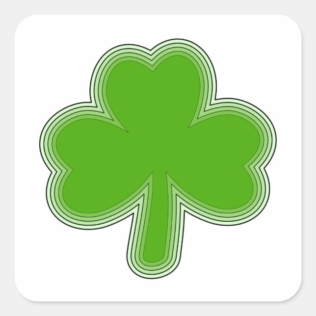 Sticker Carré Dessin Shamrock de Saint Patrick (Devant)