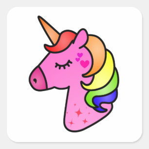 Sticker Carré Dessin Unicorne pour enfants