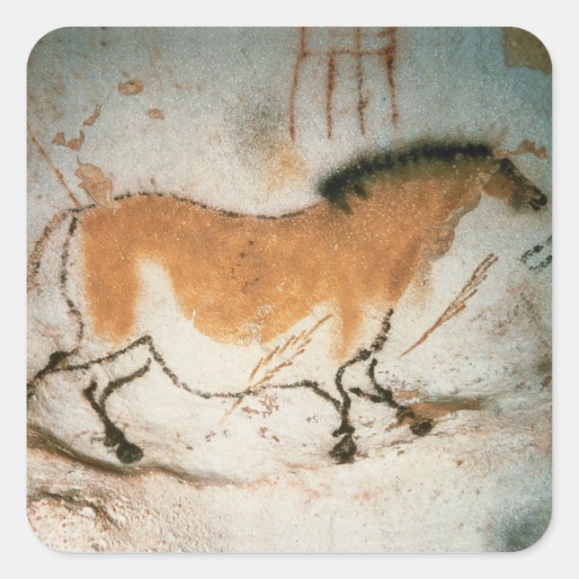 Sticker Carré Dessins de grotte Lascaux (Devant)