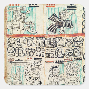 Sticker Carré Détail d'un codex maya
