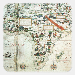 Sticker Carré Détail d'une carte du monde montrant l'Afrique