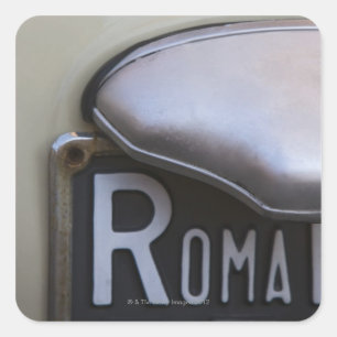 Sticker Carré détail d'une plaque d'immatriculation rom sur un p