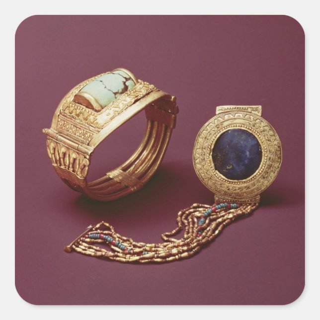 Sticker Carré Deux bracelets, de la Tombe de Toutankhamon (Devant)