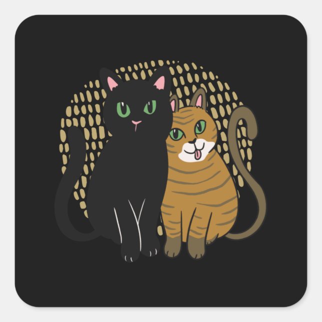 Sticker Carré Deux chats (Devant)