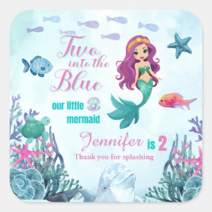Sticker Carré Deux dans les Filles Sirènes Bleu Violet 2ème anni