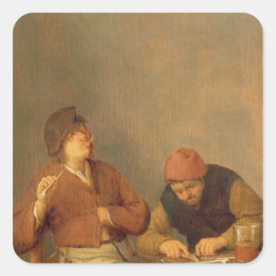 Sticker Carré Deux fumeurs dans un intérieur, 1643
