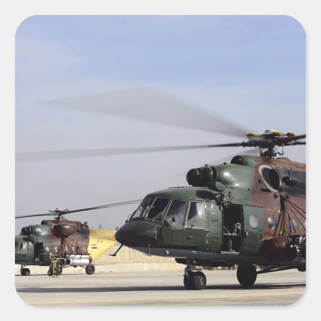 Sticker Carré Deux Hélicoptères Irakiens Mi-17 Hip (Devant)