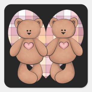 Sticker Carré Deux Nounours